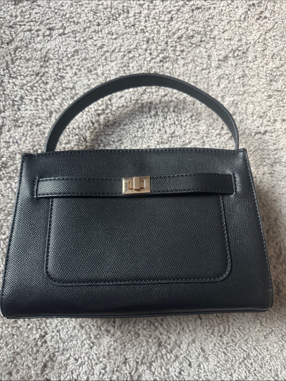 MOTF Black Top-Handle Satchel with Gold Hardware